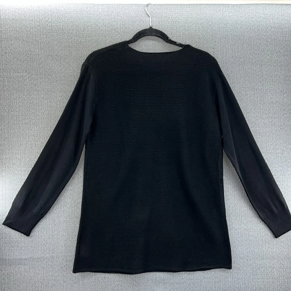 Ella Moss Women‎ Black V Neck Long Sleeve Loose Fit Knit Sweater Size S